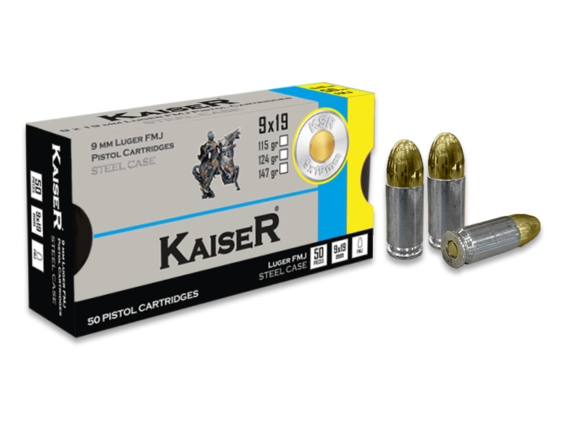 9X19 MM TURAÇ KAISER STEEL(FMJ 115 GRN) LUGER FİŞ.