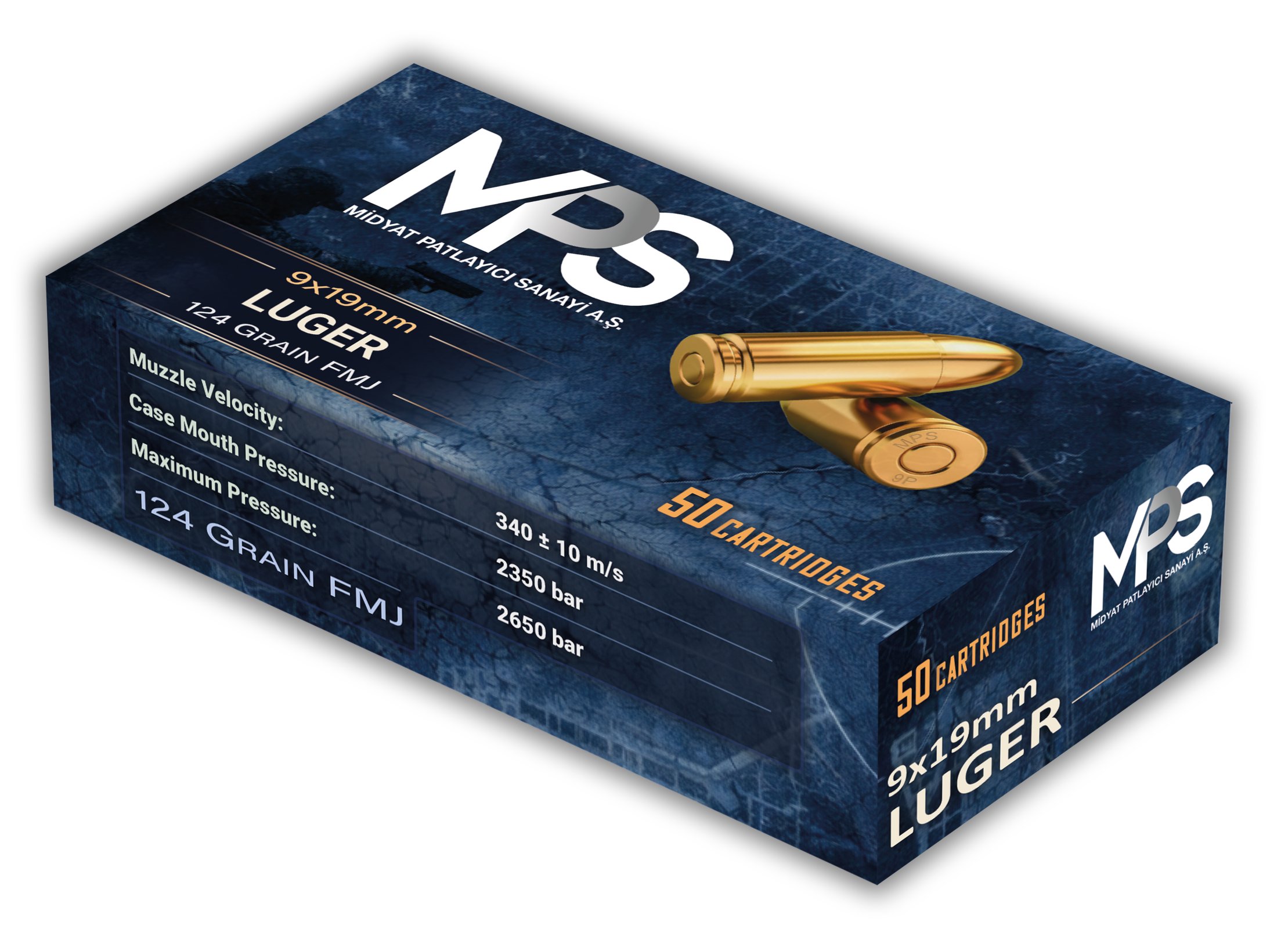 9X19 MM LUGER MPS (FMJ-124 GRN) FİŞEK