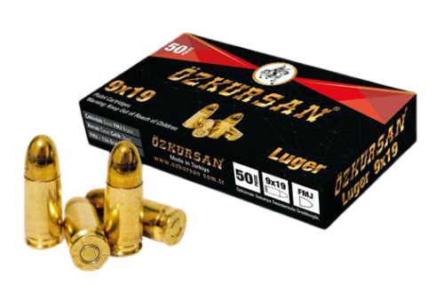 9X19 MM LUGER ÖZKURSAN(FMJ-124 GRN.)TABANCA FİŞEĞİ