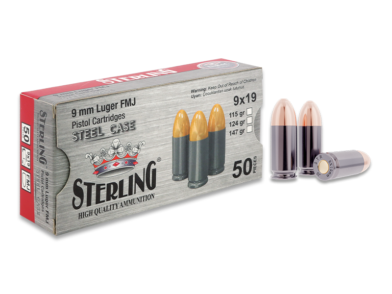 9X19 MM LUGER STERLING FMJ-115 GRN ÇELİK KOVAN.FİŞ