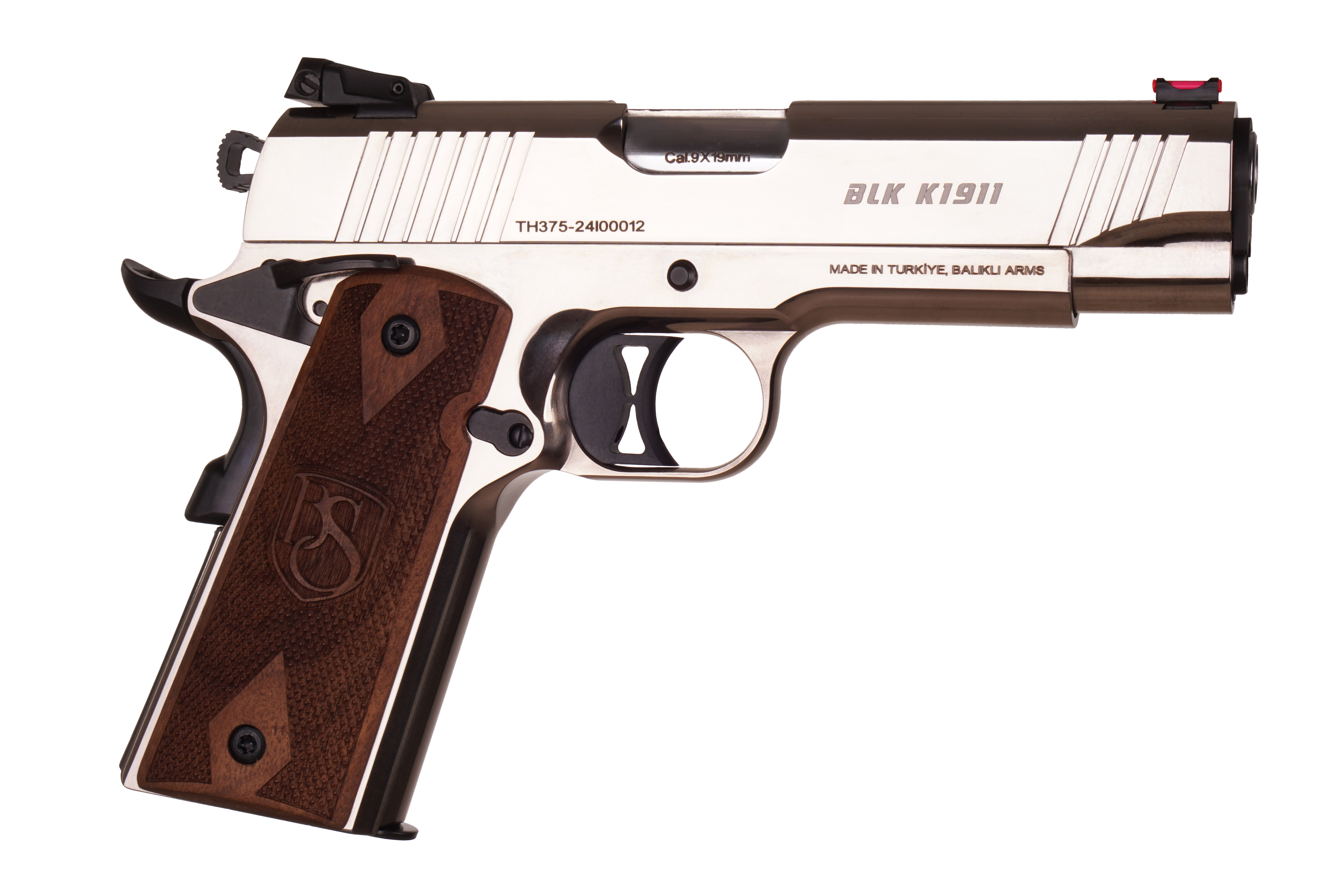 9X19 MM BALIKLI BLK K1911 NİKEL BEYAZ TABANCA
